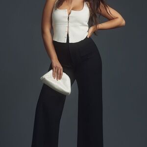 Anthropologie Maeve The Colette Ponte Wide-Leg Black Pants